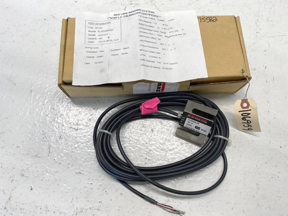 Rice Lake Weighing Systems Load Cell, RL20000B-250